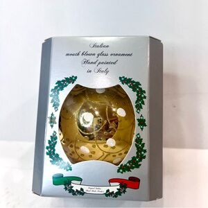 Gilardoni Fausto Bellagio Italian Blown Glass Gold Glitter Christmas Ornament